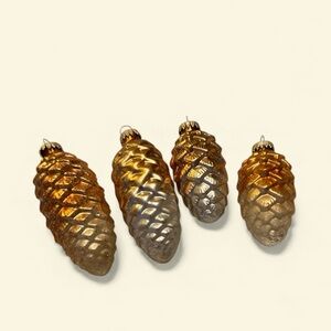 Gold and Silver Glass Pinecone Ornaments